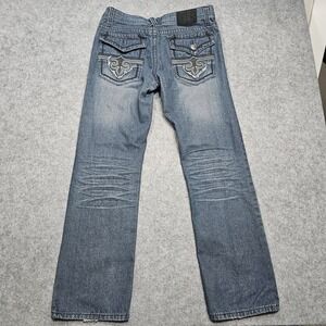 Xtreme Couture Jeans Mens 32x32 (30x30) Straight Leg Distressed Y2K Style Blue